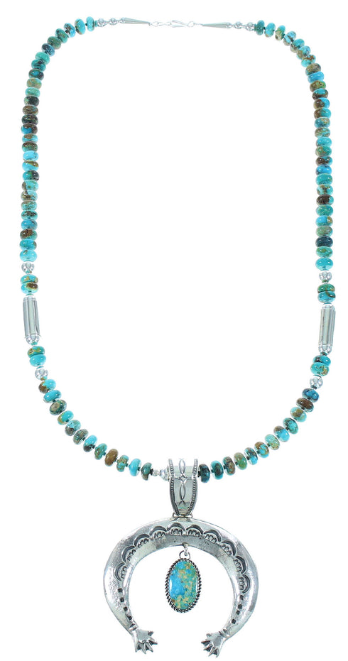 Turquoise Sterling Silver Naja Navajo Bead Necklace Set AX102581