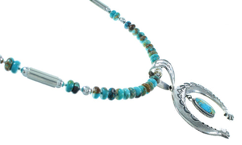 Turquoise Sterling Silver Naja Navajo Bead Necklace Set AX102581