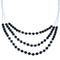 Genuine Liquid Sterling Silver 3-Strand Onyx Bead Necklace AX102593
