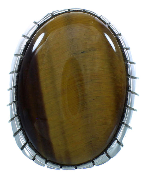 Tiger Eye Genuine Sterling Silver Navajo Ray Jack Ring Size 9-3/4 AX102671