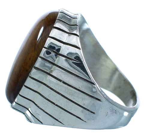 Tiger Eye Genuine Sterling Silver Navajo Ray Jack Ring Size 9-3/4 AX102671