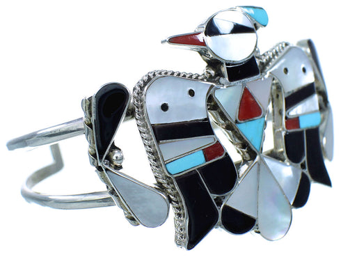 Sterling Silver Thunderbird Multicolor Zuni Cuff Bracelet AX102711