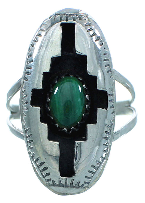 Native American Genuine Sterling Silver Malachite Ring Size 5-3/4 TX103015