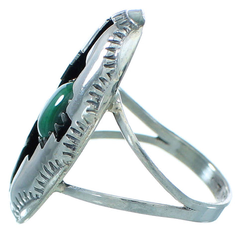 Native American Genuine Sterling Silver Malachite Ring Size 5-3/4 TX103015