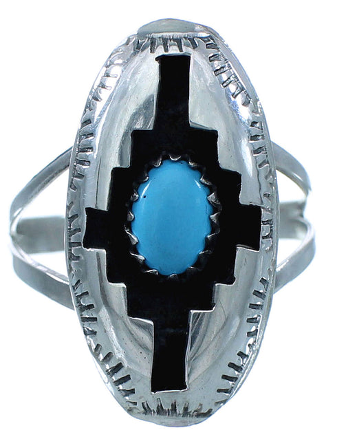 Navajo Sterling Silver Turquoise Jewelry Ring Size 9 RX113336