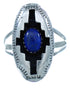 Authentic Sterling Silver Native American Navajo Lapis Ring Size 7 TX103042