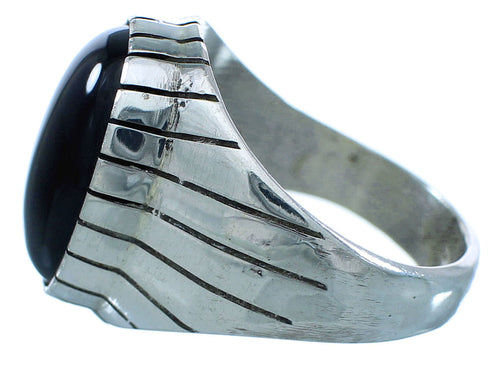 Genuine Sterling Silver Ray Jack Onyx Navajo Ring Size 12-1/2 TX103067