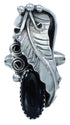 Sterling Silver Native American Onyx Leaf Ring Size 9 JX126027