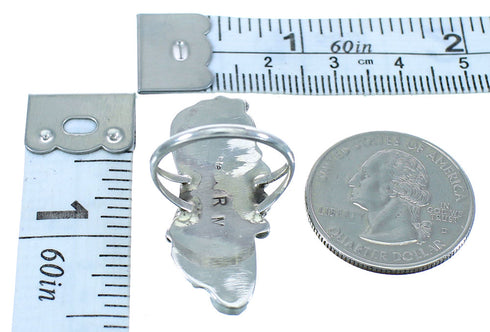 Sterling Silver Native American Onyx Leaf Ring Size 9-1/2 JX126022