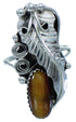 American Indian Genuine Sterling Silver Navajo Tiger Eye Leaf Ring Size 5-1/2 RX118119