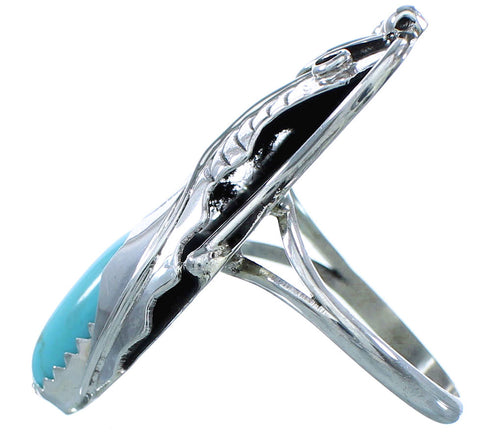 Authentic Sterling Silver Navajo Indian Turquoise Leaf Ring Size 7 RX118171