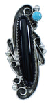 Genuine Sterling Silver American Indian Turquoise Onyx Ring Size 8-1/2 TX102902