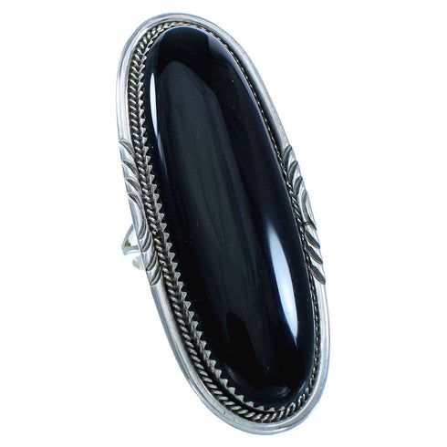 Navajo Onyx And Sterling Silver Ring Size 5-3/4 SX110126