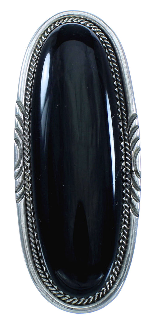 Navajo Onyx And Sterling Silver Ring Size 5-3/4 SX110126