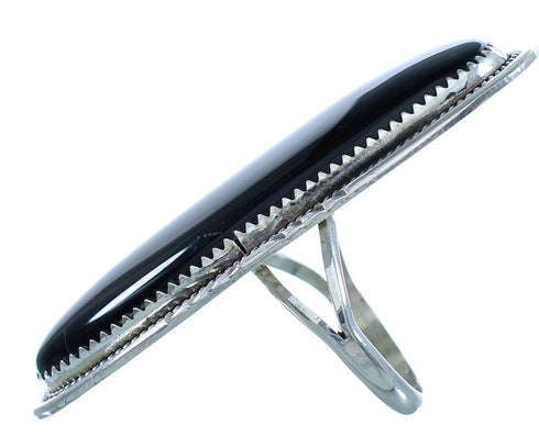 Navajo Onyx And Sterling Silver Ring Size 5-3/4 SX110126