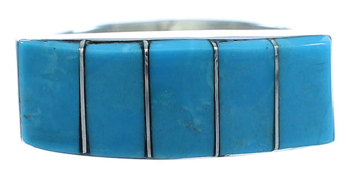 American Indian Authentic Sterling Silver Zuni Turquoise Ring Size 6-1/4 TX103113