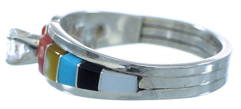 Sterling Silver Multicolor Inlay Cubic Zirconia Zuni Ring Size 6-1/4 JX127569