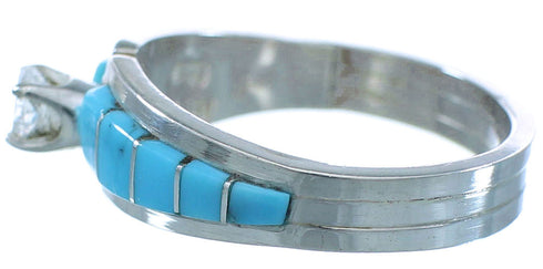 Authentic Sterling Silver Cubic Ziconia Turquoise American Indian Zuni Ring Size 7-3/4 TX103275