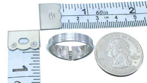 Authentic Sterling Silver Cubic Ziconia Turquoise American Indian Zuni Ring Size 7-3/4 TX103275