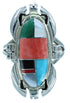 Native American Navajo Multicolor Inlay And Sterling Silver Ray Jack Ring Size 6-3/4 TX103524