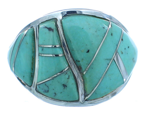 Southwest Turquoise And Silver Jewelry Ring Size 7-3/4 YS68775