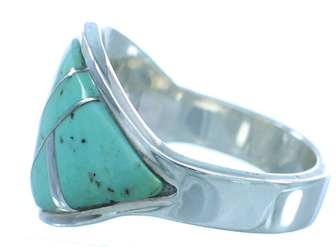 Southwest Turquoise And Silver Jewelry Ring Size 7-3/4 YS68775