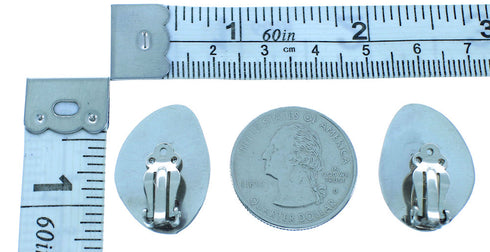 Sterling Silver Turquoise Bear Paw Navajo Clip On Earrings TX102974