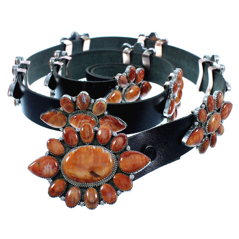 Native American Sterling Silver And Oyster Shell Concho Belt TX103955