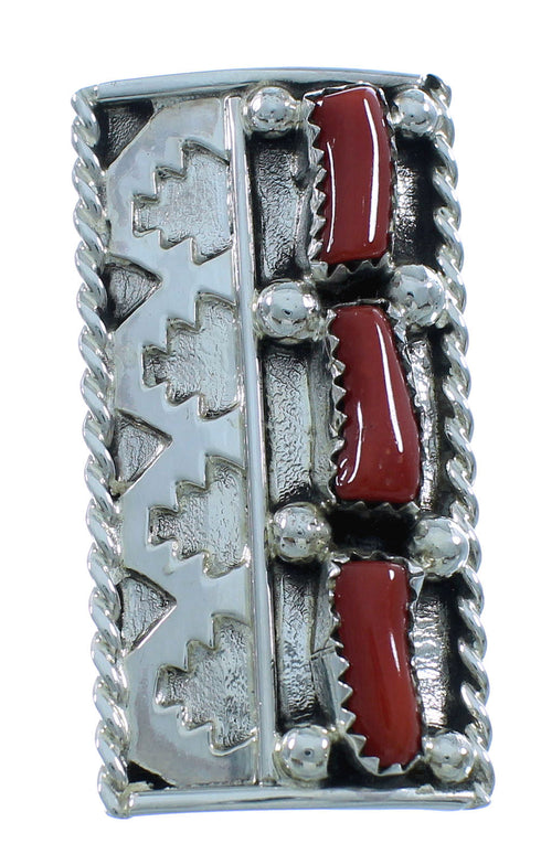 Navajo Silver Coral Ring Size 5 TX104102