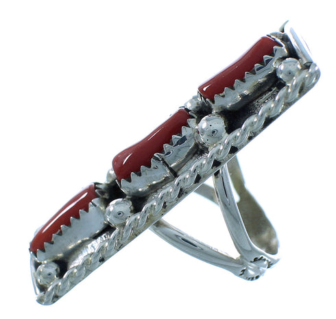 Navajo Silver Coral Ring Size 5 TX104102