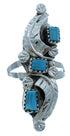 American Indian Zuni Turquoise Sterling Silver Leaf Ring Size 8-1/4 TX104046