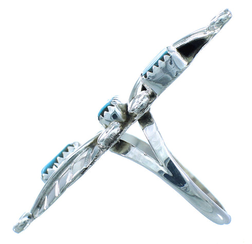 Turquoise Sterling Silver Zuni Leaf Ring Size 8 TX104090