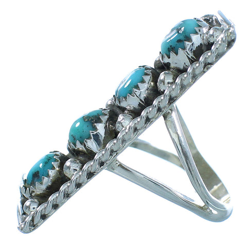 Turquoise Genuine Sterling Silver Navajo Indian Ring Size 7-1/2 SX104136