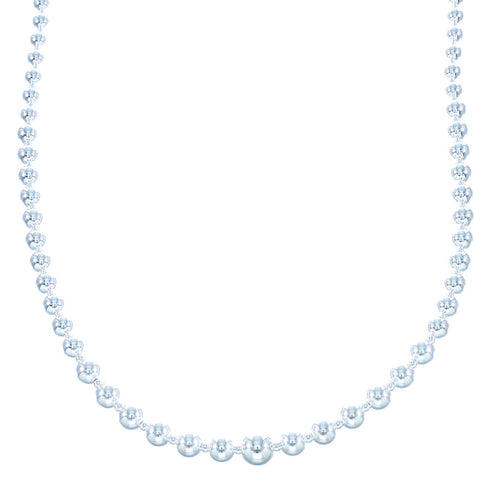 Native American Genuine Sterling Silver Navajo Bead Necklace TX104714