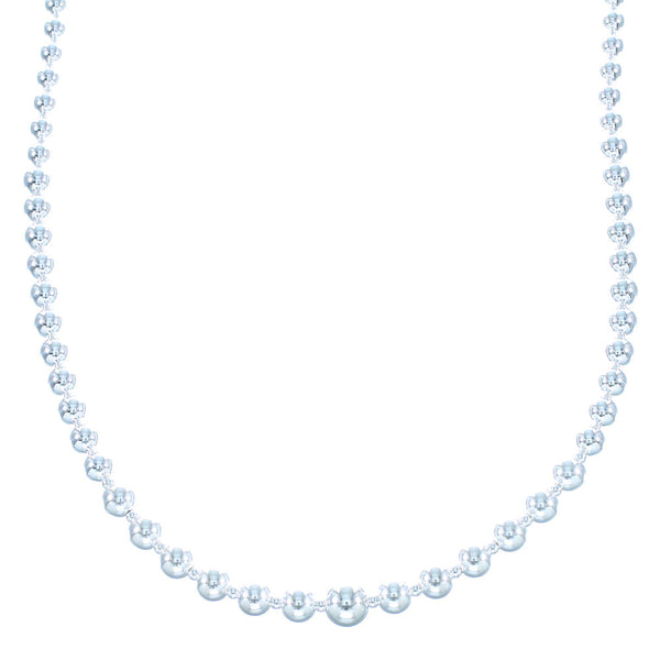 Native American Genuine Sterling Silver Navajo Bead Necklace TX104714