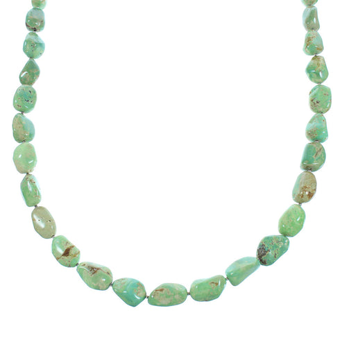 Authentic Sterling Silver Turquoise American Indian Navajo Bead Necklace TX104334