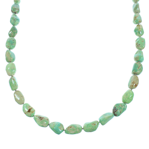 Authentic Sterling Silver Turquoise American Indian Navajo Bead Necklace TX104334