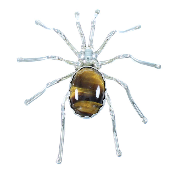 Tiger Eye Sterling Silver Native American Spider Pin SX104614