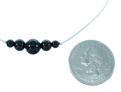 Onyx Liquid Sterling Silver Bead Necklace AX99876