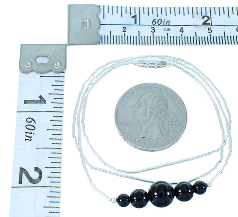 Onyx Liquid Sterling Silver Bead Necklace AX99876