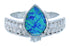 Blue Opal Inlay Sterling Silver Ring Size 8-3/4 Jewelry AS51608