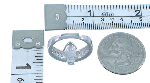 Sterling Silver And Blue Opal Inlay Ring Size 8 Jewelry AS51607