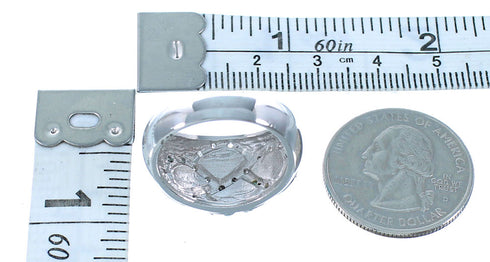 Authentic Sterling Silver Blue Opal Inlay Ring Size 7-3/4 DS51004