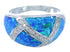 Blue Opal Inlay Genuine Sterling Silver Ring Size 6-1/4 DS49343