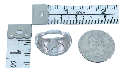 Blue Opal Inlay Sterling Silver Ring Size 7-1/4 DS49345