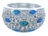 Sterling Silver Jewelry And Blue Opal Inlay Ring Size 7-3/4 DS51025