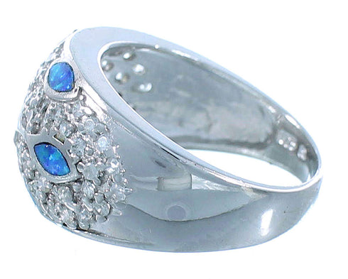 Sterling Silver Jewelry Blue Opal Inlay Ring Size 8-3/4 DS51028
