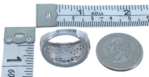 Sterling Silver Jewelry And Blue Opal Inlay Ring Size 7-3/4 DS51025