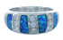 Sterling Silver Blue Opal Inlay Jewelry Ring Size 7-1/4 DS49358