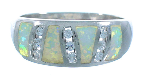 Opal Inlay And Sterling Silver Ring Size 7-3/4 EX53237